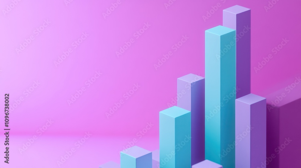 Aufkleber Abstract geometric shapes in varying heights against a pink background, suggesting data visualization.