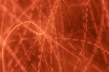 Simple Red Abstract Background. Transparent Blurry Lines on a Red Background. Smoky Dynamic Lines. Red Smooth Wavy Stripes in Motion. Abstract Futuristic Modern Layout with Lights of Fire. No Text.