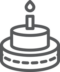 Birthday cake line icon. Party holiday dessert