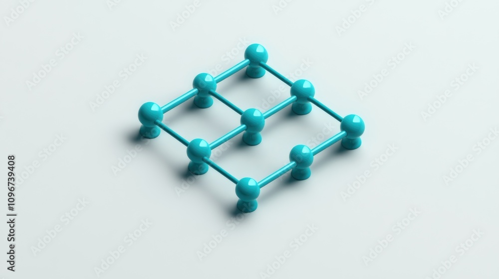 Leinwandbilder a 3d representation of a grid structure made of connected spheres.