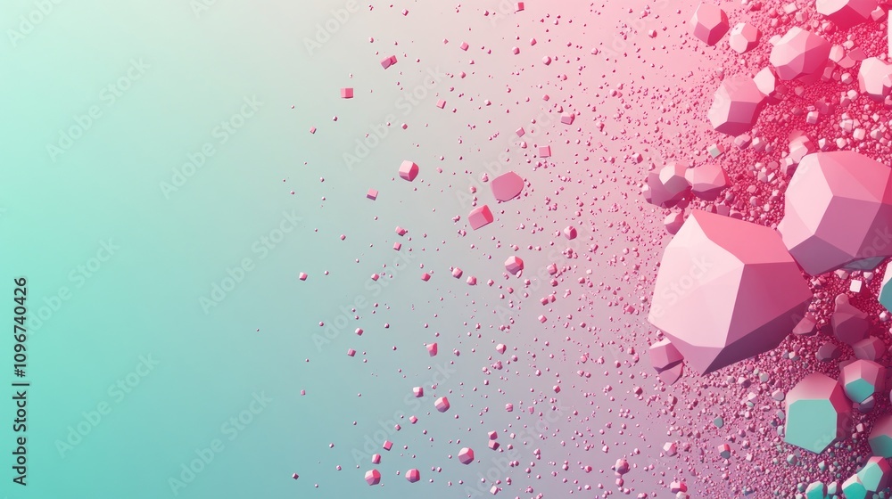 Poster abstract design featuring geometric shapes and a gradient background.