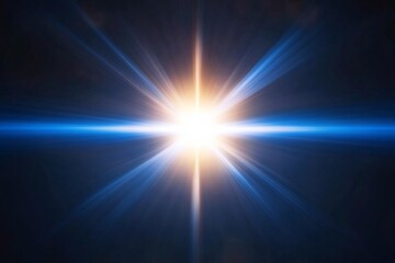 Fototapeta premium Dazzling Blue Light Beam with Flare on Dark Background