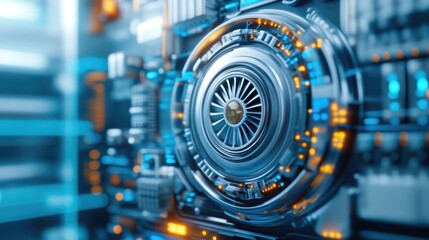 Fototapeta premium Spinning Fan Blades Inside a Modern Computer Component