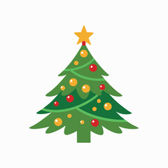 Detailed vector art silhouette of a decorated Christmas tree in black ideal for holiday illustrations and seasonal artwork