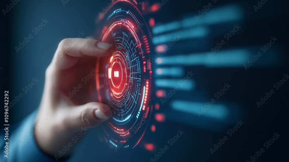 Poster futuristic interface interaction with digital technology