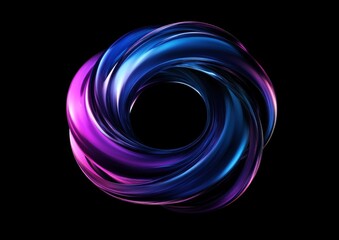 Naklejka premium Abstract swirling blue and purple torus on black background.