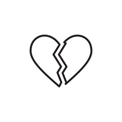 Broken heart icon thin line vector isolated