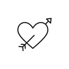 Heart with arrow icon thin line vector isolated