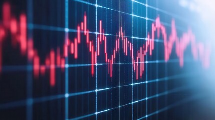 Stock analysis hub, futuristic digital grids, 3D illustration