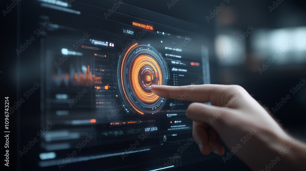 Poster interactive digital dashboard with futuristic design
