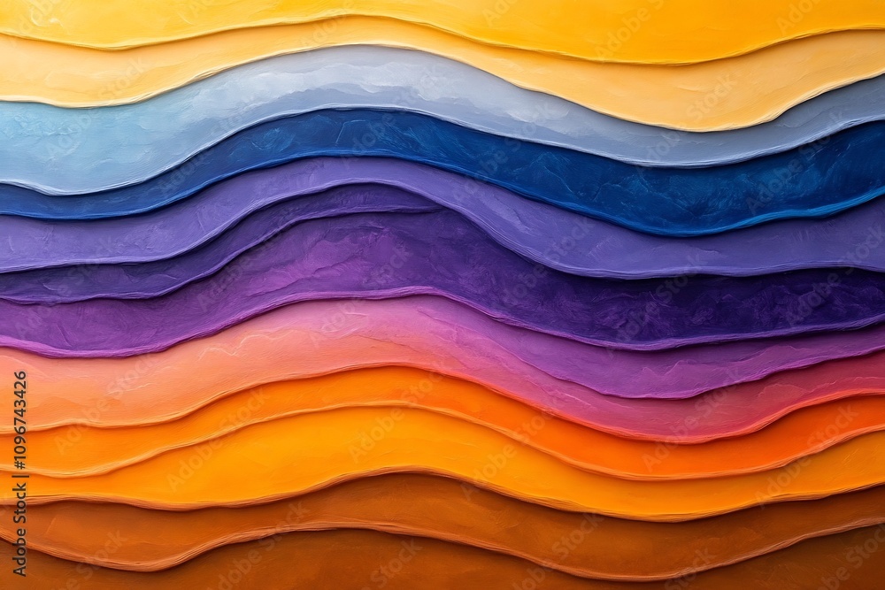 Poster cognitive abstract art with overlapping waves of vibrant color patterns