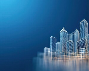 Fototapeta premium Blueprint trading floor hologram, glowing effects, 3D illustration