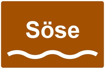 Illustration eines Namensschildes für den Fluss "Söse"	