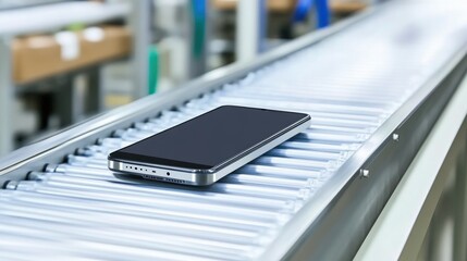 Fototapeta premium Advanced Manufacturing of Smartphones in High-Tech Factory Environment