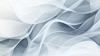 Obraz premium A tranquil abstract background featuring soft waves of white and grey tones. It conveys a sense of calmness and flow, ideal for design projects.