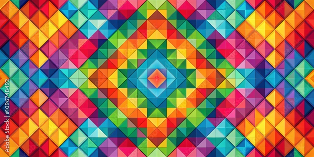 Fototapete a vibrant abstract pattern of interconnected colorful triangles forming a kaleidoscopic design