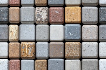 Fototapeta premium seamless of Concrete block wall seamless background and texture.. , isolated on white background, , copy space, copy space for text,