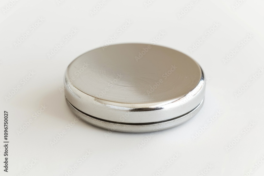 Poster close-up view of a metallic object on a white background