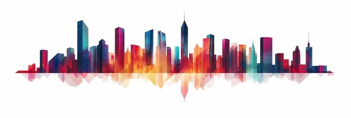 Fototapeta premium Vibrant Urban Geometry: Minimalist Cityscape Illustration