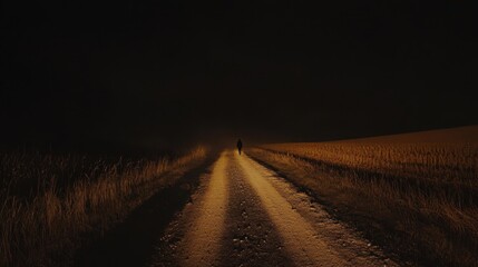 Naklejka premium A road with a long line of stars in the sky 