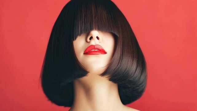 Elegant bob haircut and bold red lips: a fashion movement in style and expression