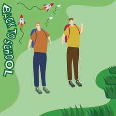 Back to School Illustration of Two Teenagers Getting Ready for School as a Vibrant and Cheerful Background Design