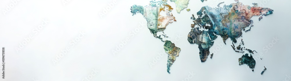 Poster a colorful artistic representation of a world map.
