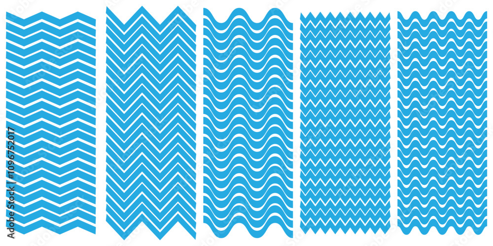 Poster set of wavy zigzag lines. wave thin line background. vector zigzag and wavy blue horizontal underlin