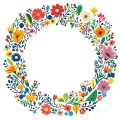 Obraz premium Retro Floral Design with Empty Round Space for Customization