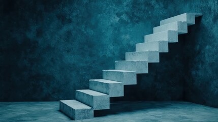 Abstract Concrete Staircase in Minimalist Dark Room Setting