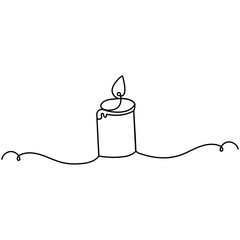 Candle icon   single line art, continuous one line drawing of  Isolated outline vector art 