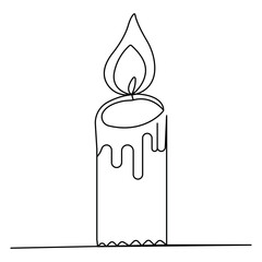 Candle icon   single line art, continuous one line drawing of  Isolated outline vector art 
