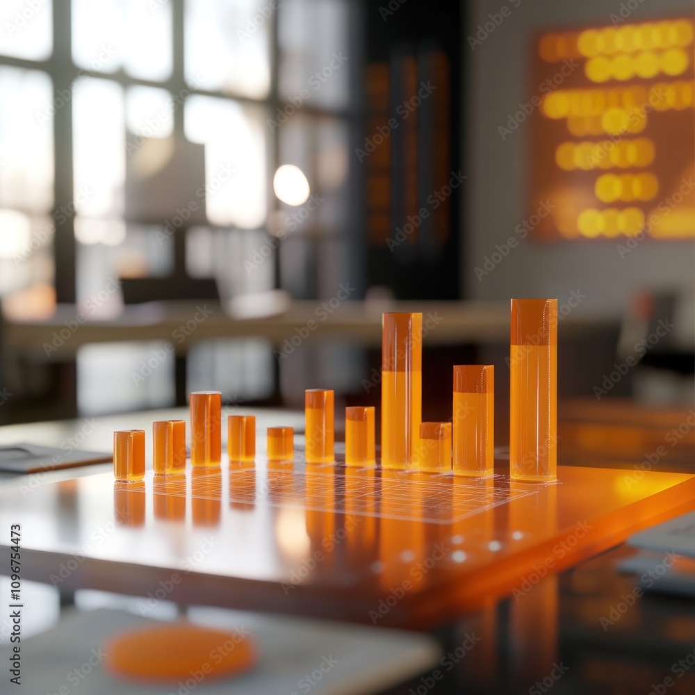 Aufkleber A modern data visualization display featuring orange bars representing statistical information.