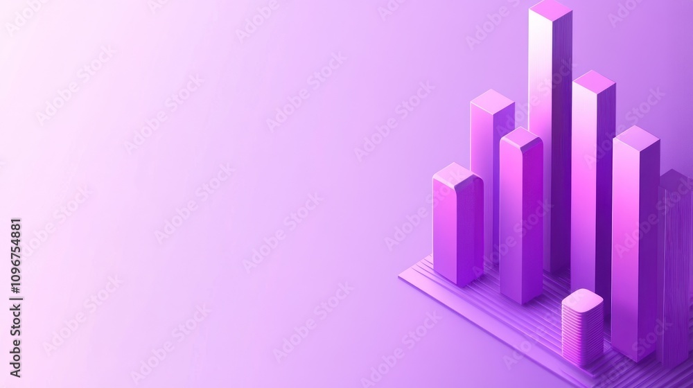 Poster A 3D bar graph in shades of purple representing data visualization.