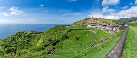 Panoramic view of Brimstone hill fort in St Kitts and Nevis