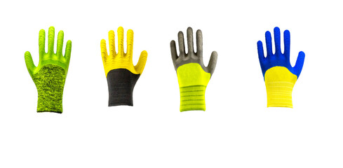Worker hand protection gloves colored isolated white