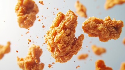 Floating Fried Chicken Wings in Mid Air
