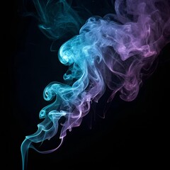 Obraz premium Blue purple Smoke on Black Background