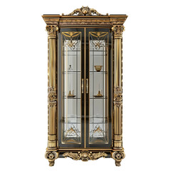 antique wooden cabinet on white background