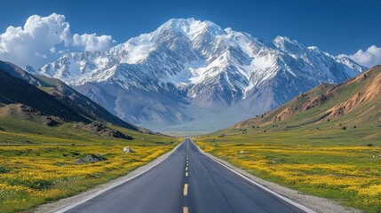 Fototapeta premium Majestic Mountain Road: A Journey Through Breathtaking Scenery