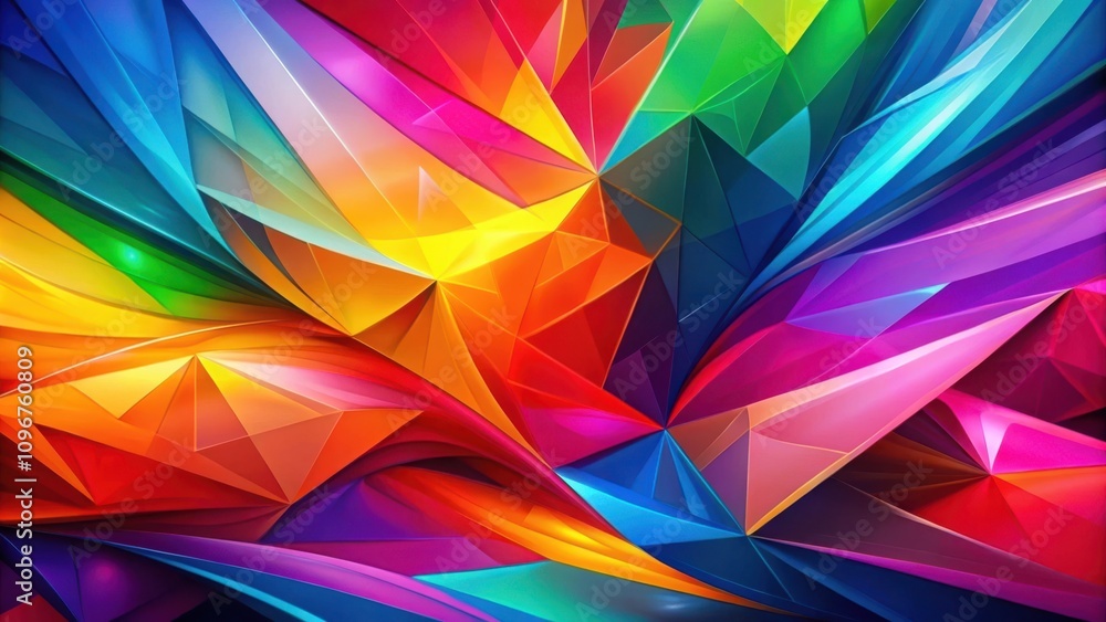 Poster Abstract Colorful Geometric Shapes Intertwined in a Vibrant Display of Light and Form