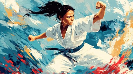 Karate Woman in Action
