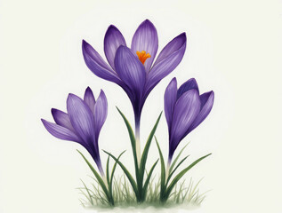 Fototapeta premium Hand-Painted Watercolor Crocus Blossom