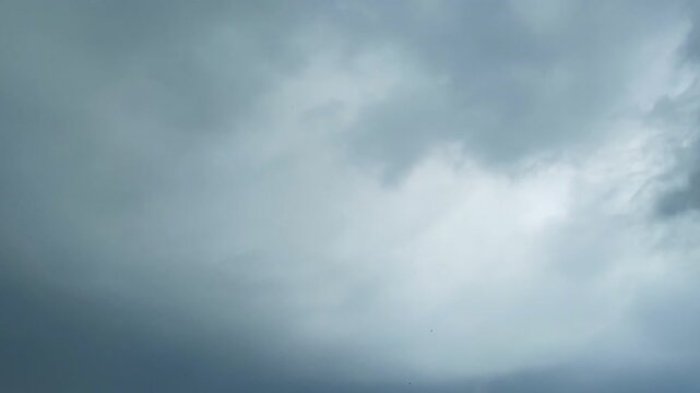 Time lapse of black clouds moving in the blue sky. clouds bring rainwater