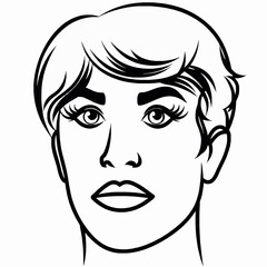 Stylized Illustration of a Woman's Elegant and Modern Face