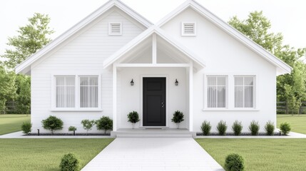 Modern 3D House Floor Plan with Open Concept Design Featuring Kitchen and Living Areas with Architectural Lines