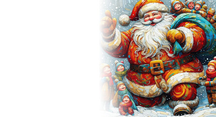 illustration painting of happiness santa claus celebrating christmas wit the children