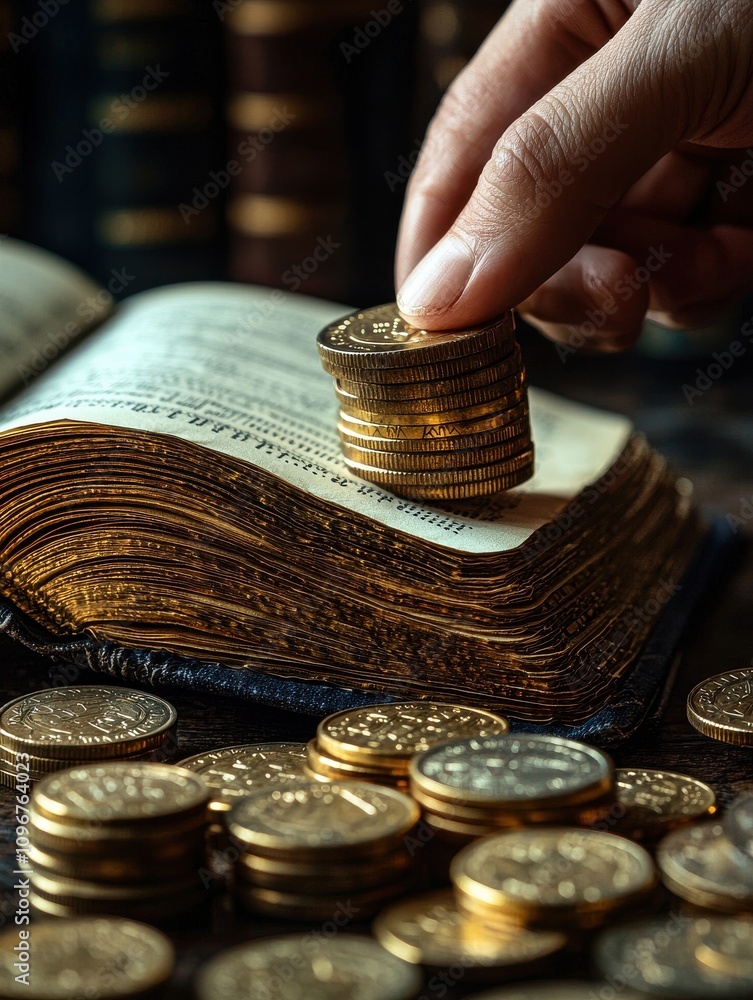 Poster investment strategies and business insights financial overview library setting close-up view wealth 