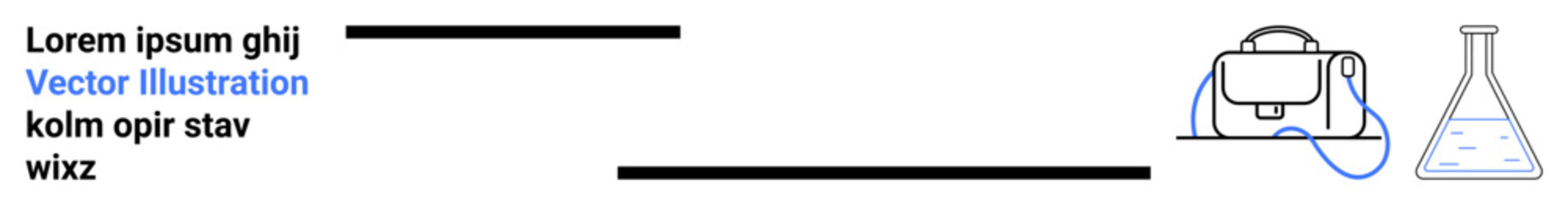 Lab equipment including test flask with liquid and connected scientific machine. Ideal for educational content, research presentations, lab websites, scientific publications, online courses, STEM