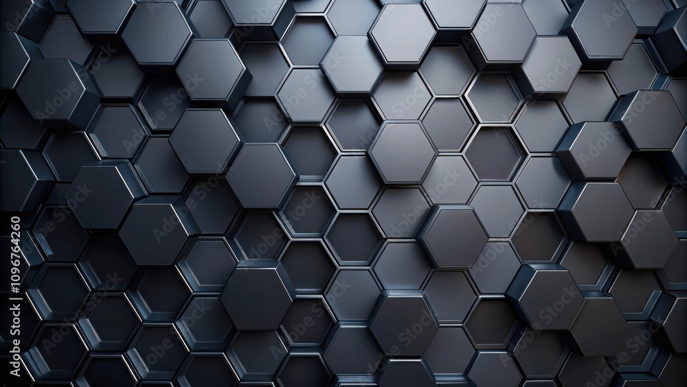 Poster abstract geometric hexagon pattern in dark metallic tones